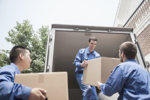 Boxes and household items prepared for van removal in Maida Vale