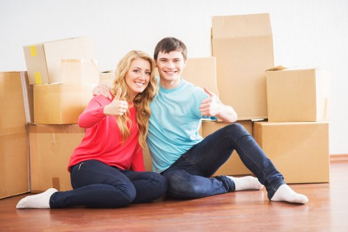 Local Maidavale moving van with boxes and furniture