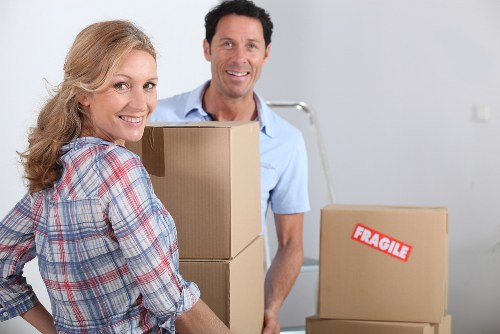 Packed student belongings ready for removals in Maidavale
